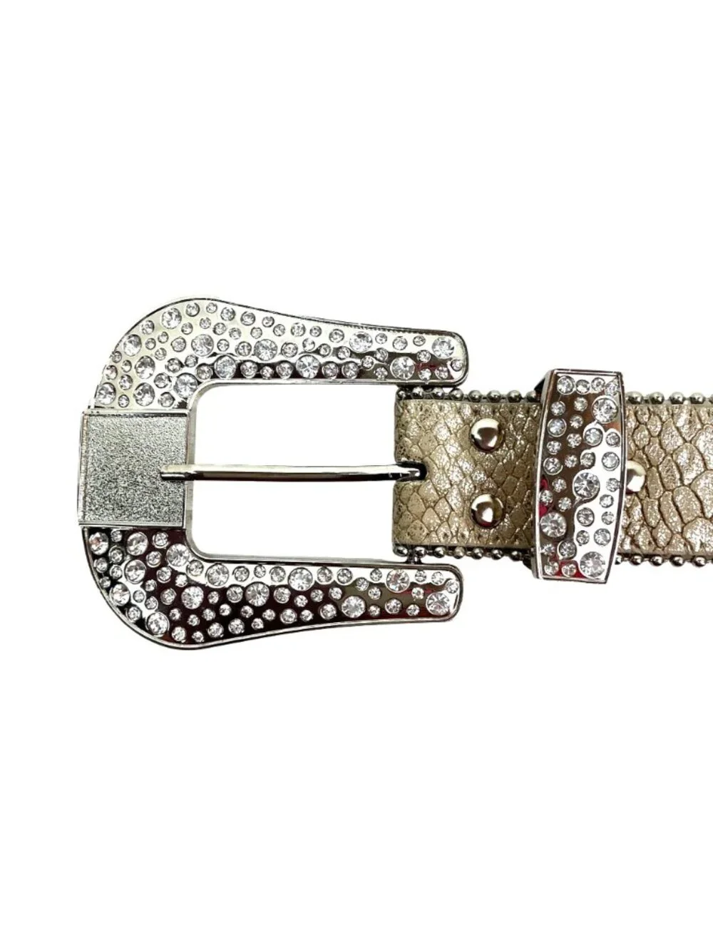 New Western Bling Rhinestone Studded Belt With Silver Buckle Womens Small Metall